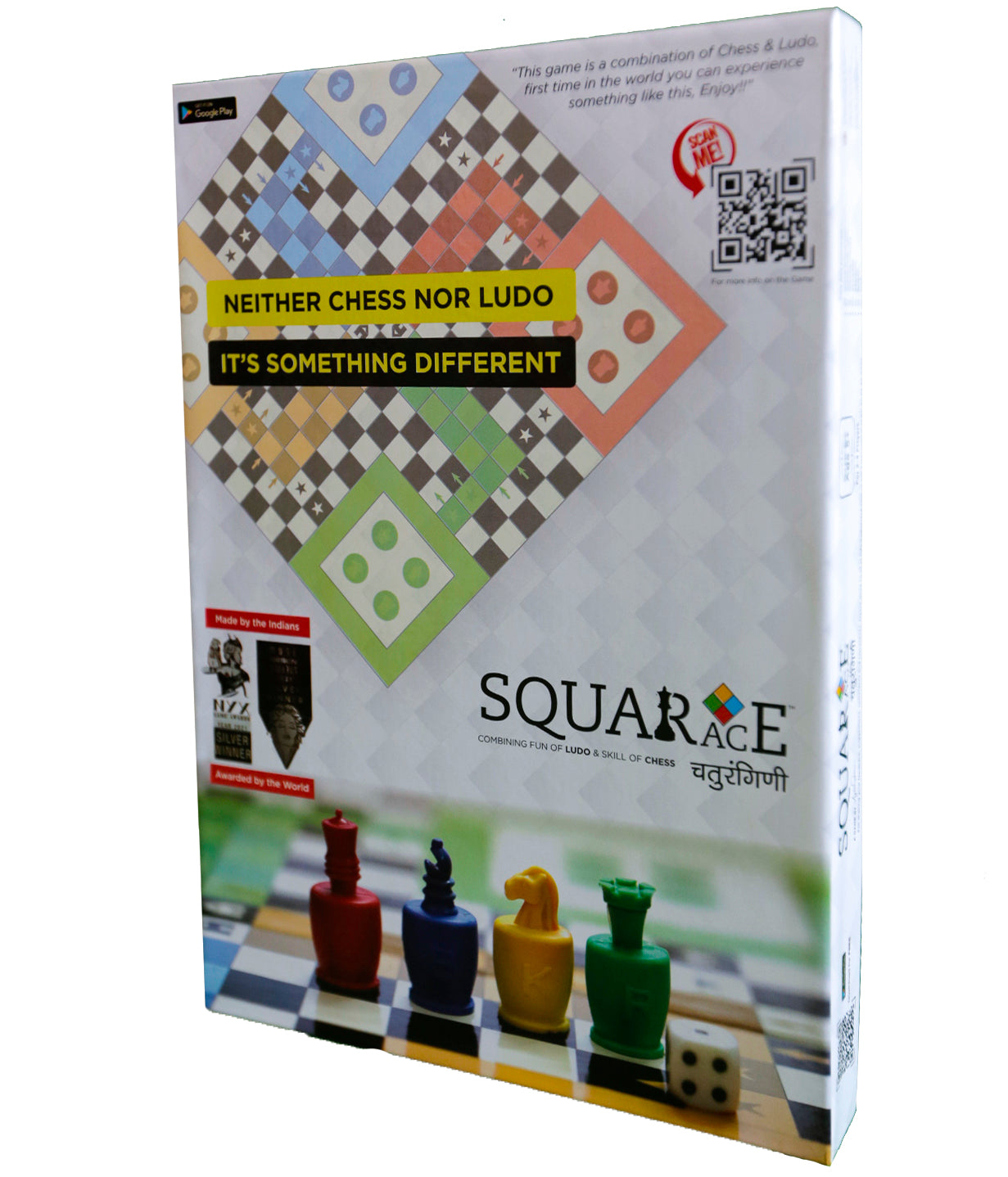 Squarace Indian Board Game, World's First Ever Concept of Combining Ludo & Chess (Fun of Ludo and Skills of Chess)